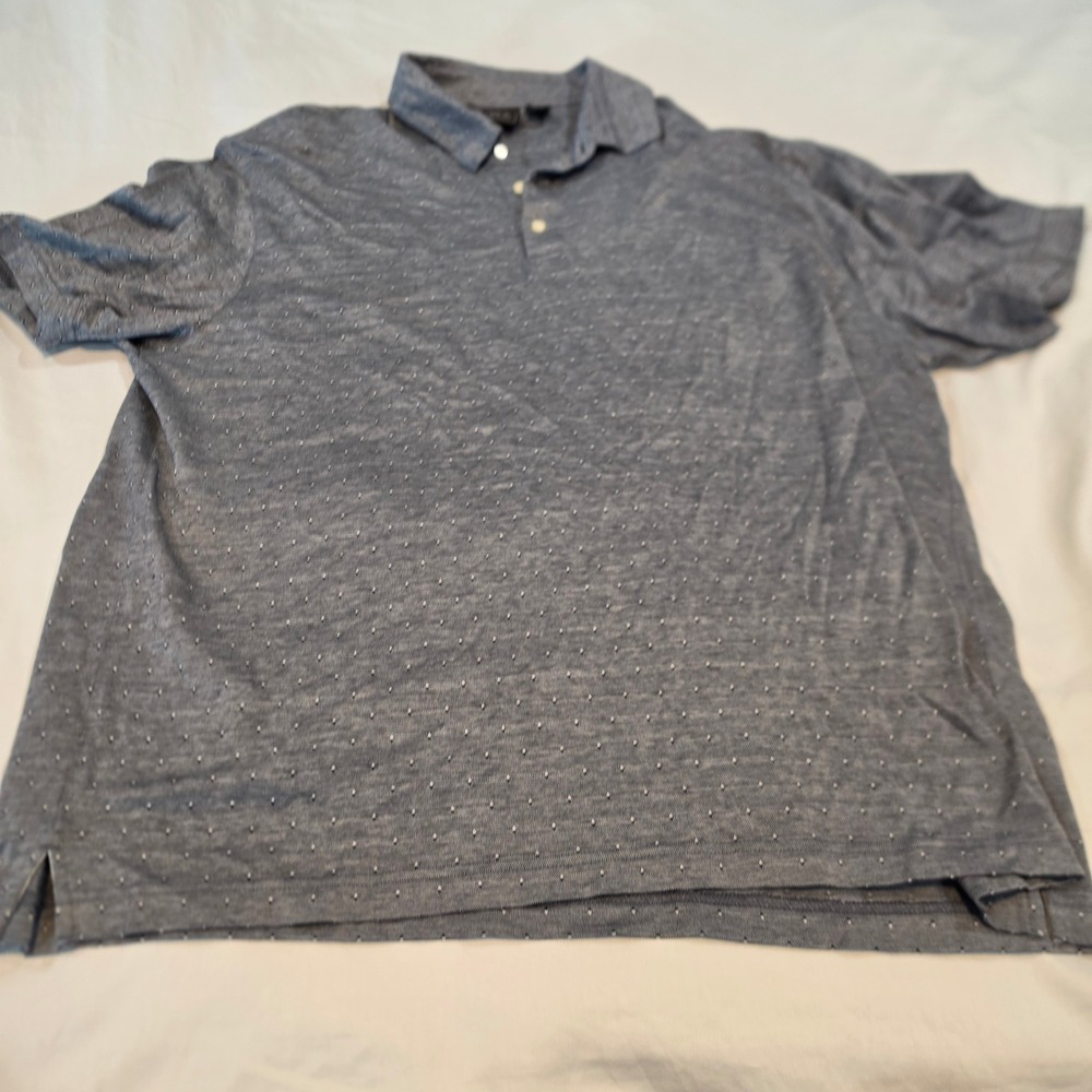 Jos. A. Bank Polo Shirt Mens XXL Blue Excellent Traveler Cotton Micro-Dot